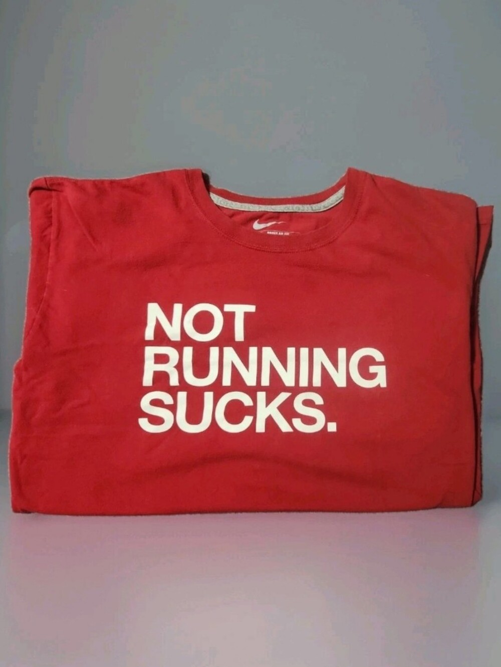 XL Nike Men's Red Graphic Short Sleeve Tee Not Running Sucks Shirt Athletics